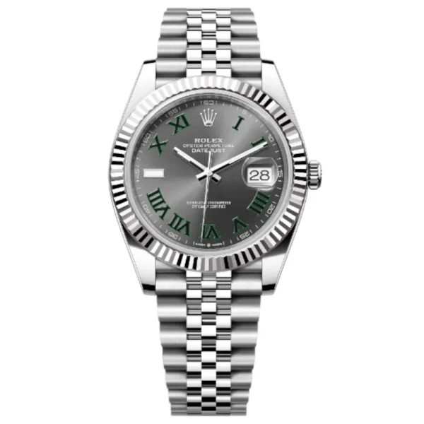 Rolex Wimbledon Datejust 41mm Jubilee Bracelet m126334-0022 1:1 Replica Watch - 904L Stainless Steel, Green Roman Numeral Hour Markers"