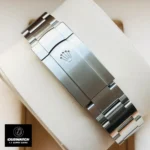 Replica Rolex with Green Face Oyster Perpetual watch bracelet, featuring the durable and stylish Oystersteel bracelet for a secure fit.