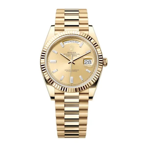 Replica Rolex 228238-0005 Day Date Gold Presidential Watch, a luxurious timepiece with the iconic yellow gold design, offering a 1:1 replica of the original.