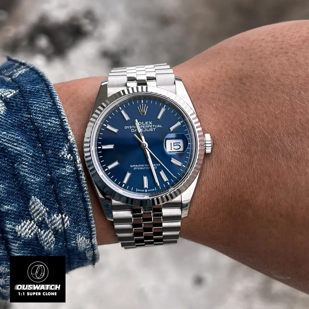 Super clone Rolex Datejust Blue Dial 126334 Watch worn on wrist