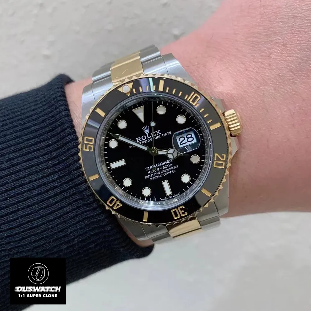 Wearing the Rolex Submariner Two Tone Black 116613LN Watch