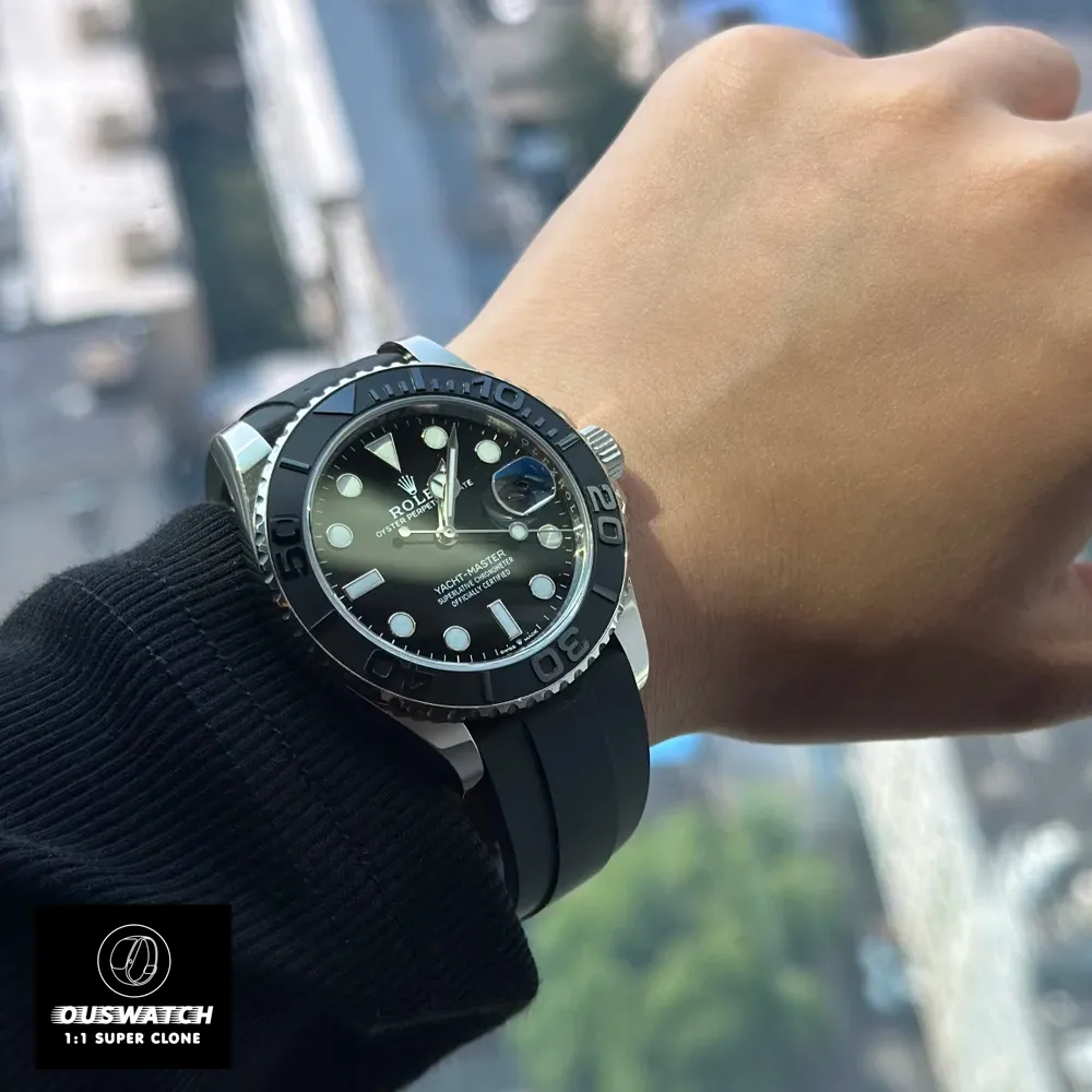 A person wearing the Rolex Yacht Master 42 m126659, highlighting its fit and luxurious appeal on the wrist.