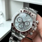 Dial Close-up: Genuine-Spec Ice Blue Chromalight Display with 18K White Gold Applied Indexes