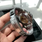 Back Perspective: 950 Platinum Oyster Case with Monobloc Middle Construction & Oyster Bracelet Integration