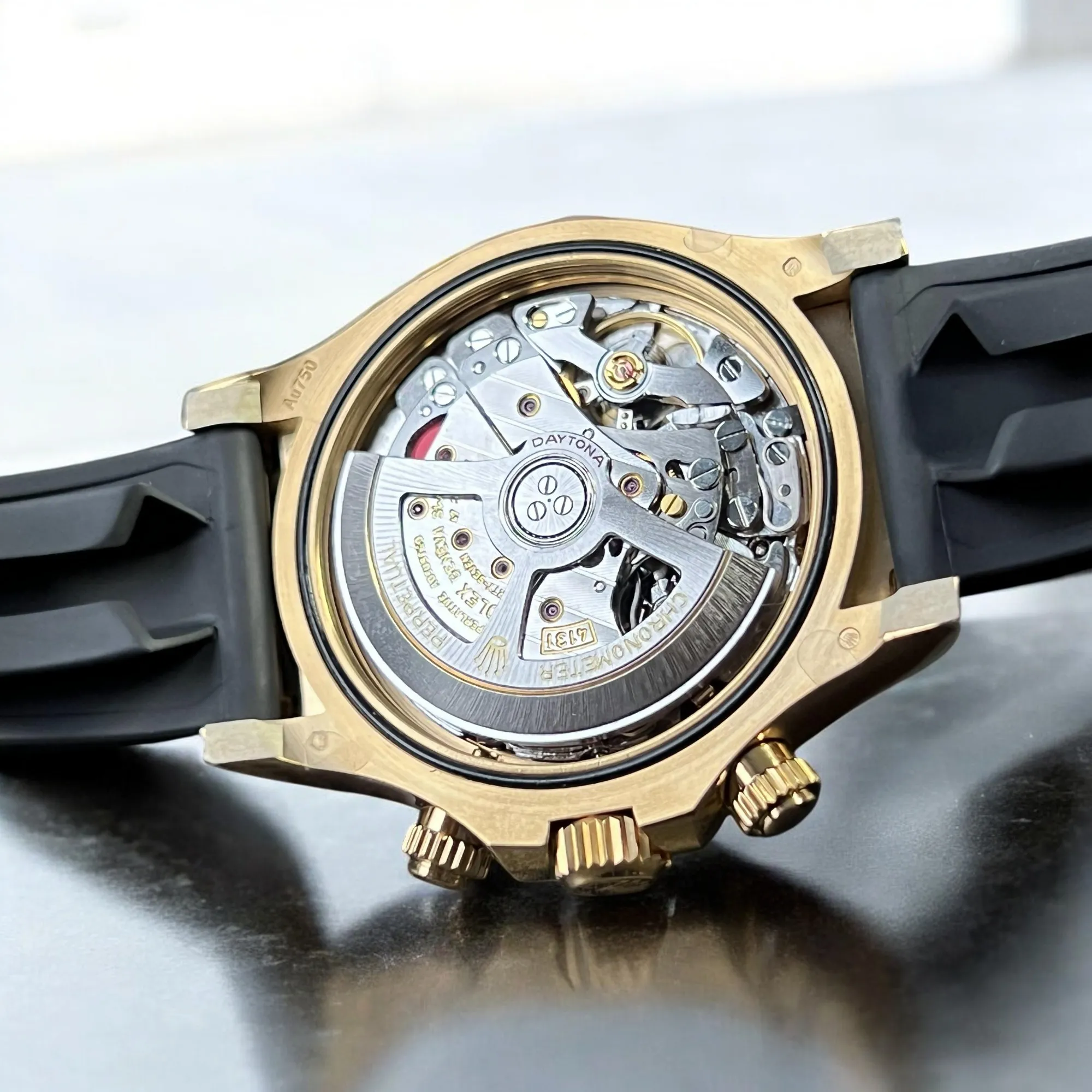 Super Clone Rolex Daytona Yellow Gold Watch 4131 movement close-up