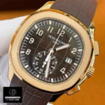 45° Angled View: Super Clone 5968R Brown Dial | Luminescent Rose Gold Markers