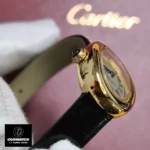 Case detail of Cartier Baignoire Mini WGBA0017 watch dupe showing smooth gold finish