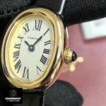 Dial close-up of Cartier Baignoire Mini WGBA0017 watch dupe with Roman numerals