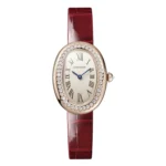 High-quality dupe of the Cartier Baignoire Small Model in rose gold with diamond accents, reference WJBA0031.