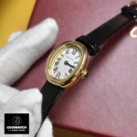 Top view of Cartier Baignoire WGBA0017 watch dupe showcasing oval case and sleek design