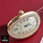 Close-up of the Cartier Baignoire WJBA0031 watch dupe, highlighting its case and crown design.