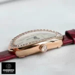 Horizontal side view highlighting the crown on the Cartier Baignoire WJBA0031 watch dupe