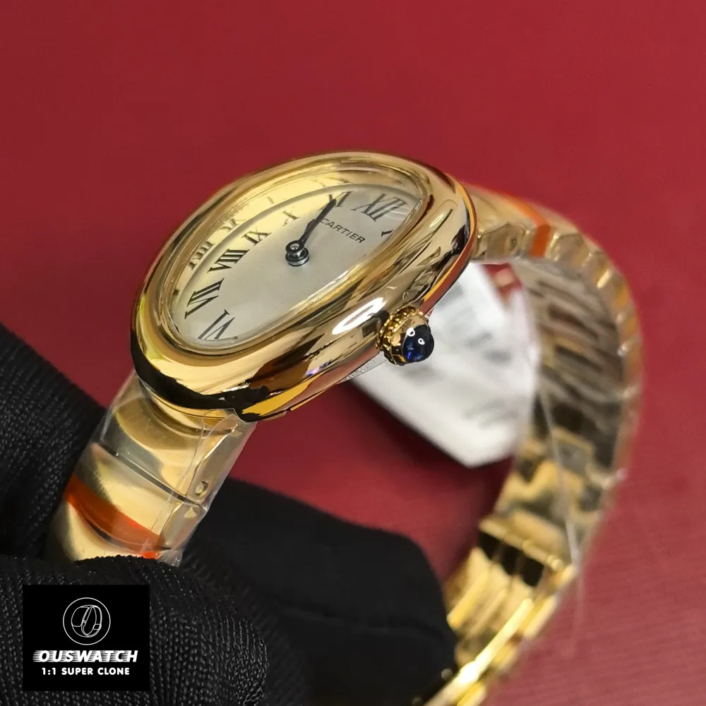 Cartier Baignoire Yellow Gold WGBA0013 watch dupe case with refined curved edges