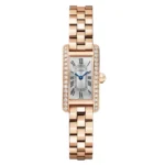 Luxury Cartier Tank Américaine watch dupe with 18K rose gold case & diamond bezel - Mini model WJTA0043 replica with Swiss quartz movement