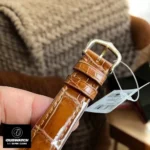 Premium alligator leather strap with gold pin buckle