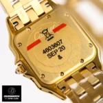 Rear view of the Panthere de Cartier WJPN0066 super clone watch, displaying the polished case back and seamless bracelet integration.