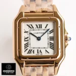 Front view of the rose gold Cartier Panthère WGNP0006 watch dupe