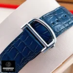 Detailed view of the Cartier Ballon Bleu 42mm WSBB0027 watch dupe's securely locked strap, ensuring comfort and style.