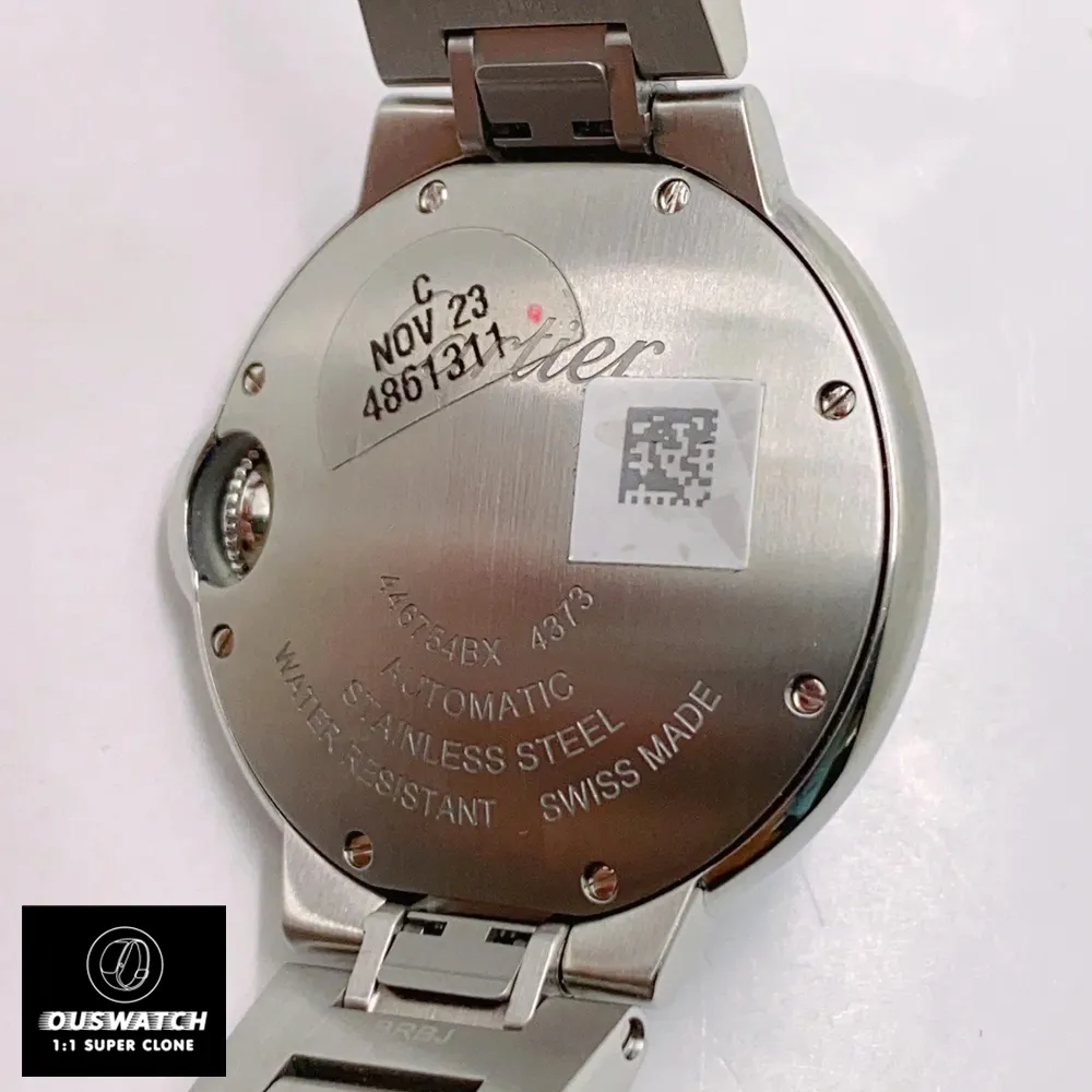 Exhibition caseback detail of automatic movement replica watch with serial engraving W4BB0028