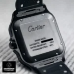 Back view of the Super Clone Cartier Santos ADLC Large Model WSSA0039 watch, showcasing its solid case back and integrated lugs.