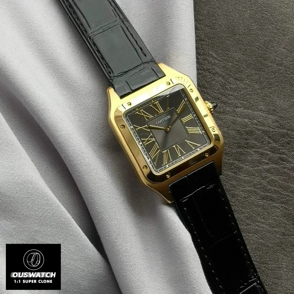 110-degree angle distant shot of the Super Clone Cartier Santos-Dumont Large Model WGSA0115