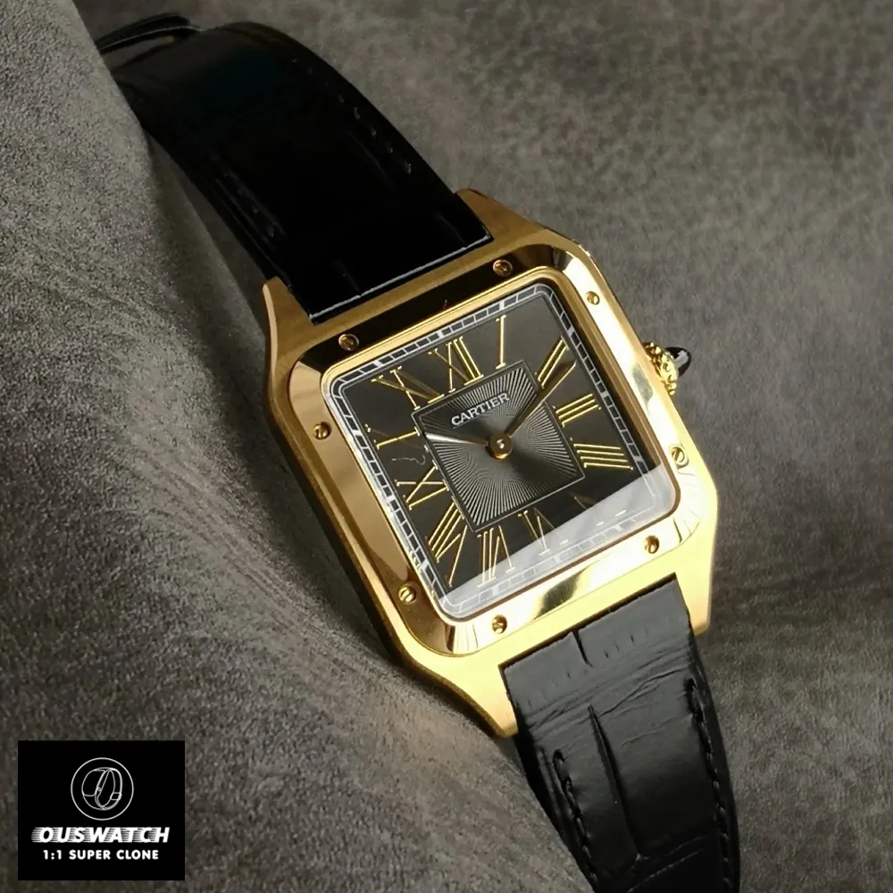 120-degree staged display of the Super Clone Cartier Santos-Dumont Large Model WGSA0115