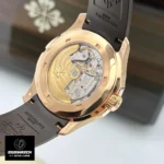 Super Clone Patek Aquanaut Travel Time 5164R transparent caseback showing automatic movement