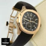 Super Clone Aquanaut 5164R Travel Time case side with functional pushers in rose gold