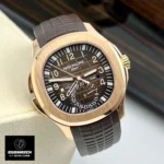 Super Clone Patek Philippe Travel Time Aquanaut 5164R-001 Rose Gold luxury watch full view