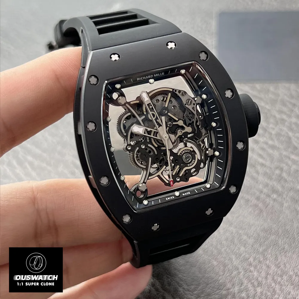 120° Panoramic Exhibition of RM055 Black Ceramic - Torque-Limited Crown & 360° Visible Tourbillon Cage Architecture