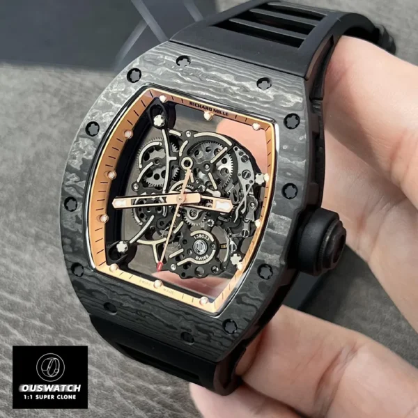 Richard Mille Bubba Watson RM 055 Super Clone Watch displayed at a 75-degree angle.