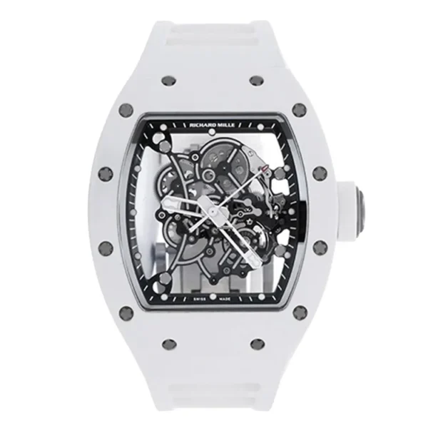 Bubba Watson Richard Mille RM055 White Ceramic Masterpiece on Pure White Background - Golf-Inspired Skeleton Architecture & 600-Layer TPT® Compression