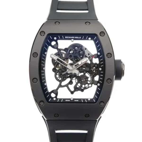 Richard Mille RM 055 Black Ceramic Super Clone with Transparent Dial - 600-Layer TPT® Carbon Matrix & Swiss ETA 2892-S7 Movement