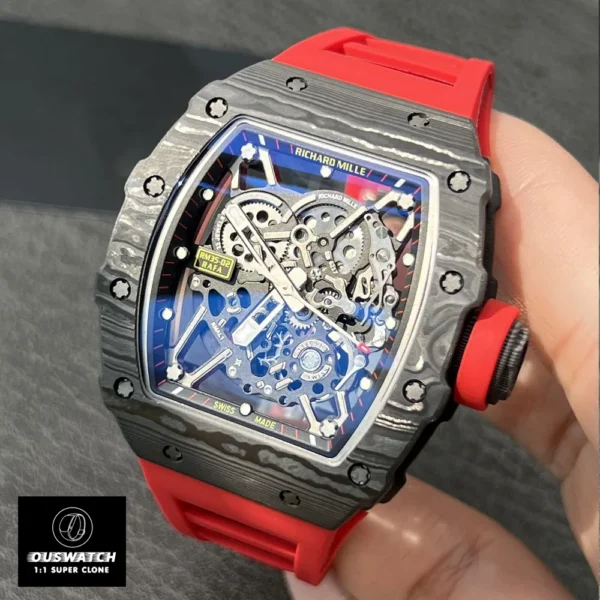Black Richard Mille RM 35-02 watch shown from a 75° angle.