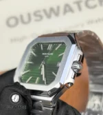 Detailed side view of the Patek Philippe Cubitus 5821/1a case and crown.