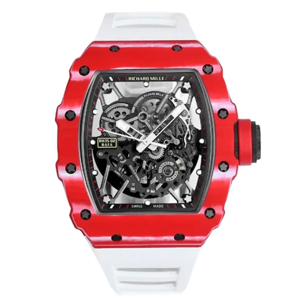 Red Richard Mille RM 35-02 Rafael Nadal Automatic Super Clone watch on white background
