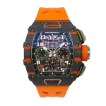 White‑background shot of the Richard Mille McLaren RM 11‑03 Yellow Flyback Chronograph