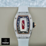 Front view of the Richard Mille Iced Out Diamond Watch RM 07-01, showcasing its striking iced out design with diamond accents.