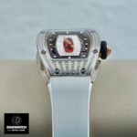 Detailed view of the case and white strap of the Richard Mille Ladies Watch RM 07-01, reflecting a premium design and quality finish in a super clone style.