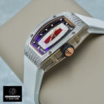 Side view of the Richard Mille Iced Out Watch Replica RM 07-01, highlighting the meticulously crafted crown detail.