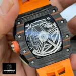 Back view of the RM 11‑03 Replica, featuring the exhibition case back and visible automatic Flyback movement in this Super Clone Richard Mille