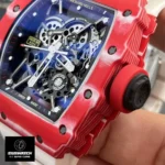 Detailed view of the case and dial on the Richard Mille Rafael Nadal watch