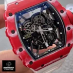 Macro shot of the skeleton dial on the Richard Mille Rafael Nadal replica