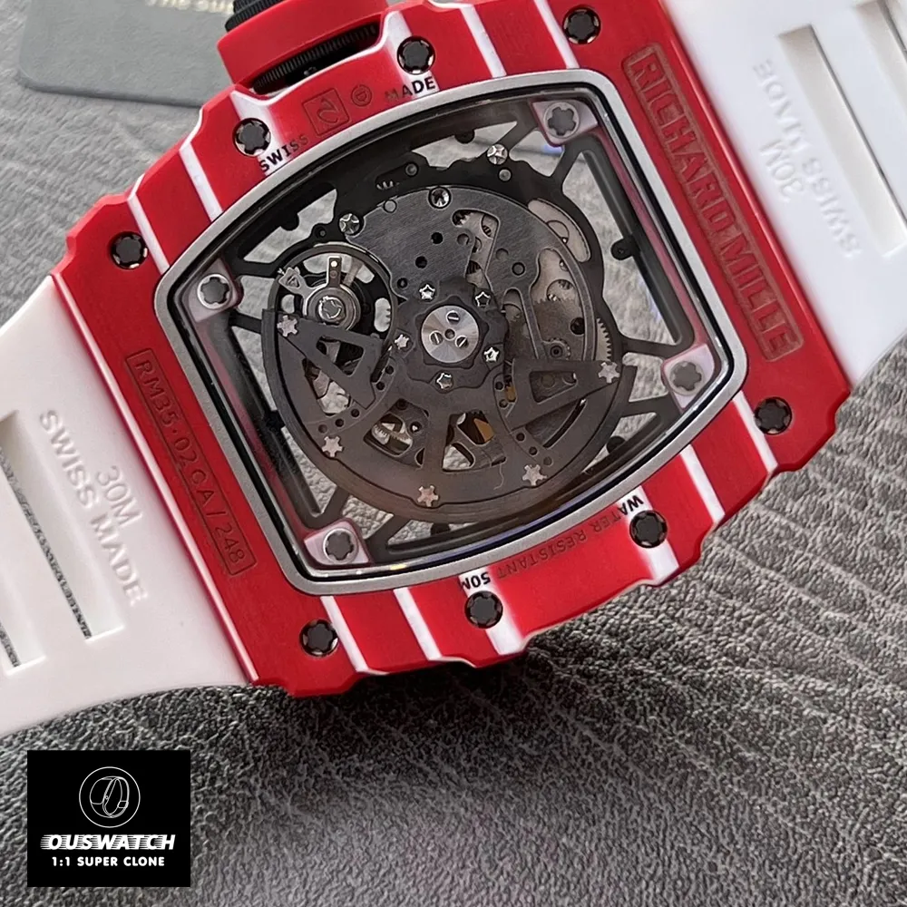Rear view of the movement in the Richard Mille Rafael Nadal watch
