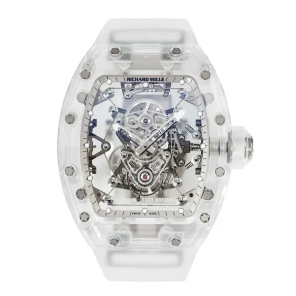 Richard Mille RM56-02 Sapphire Tourbillon on White Background - Suspended Titanium Movement Architecture