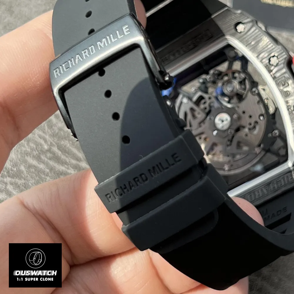 Display of the strap on the Black Richard Mille RM 35-02 watch.