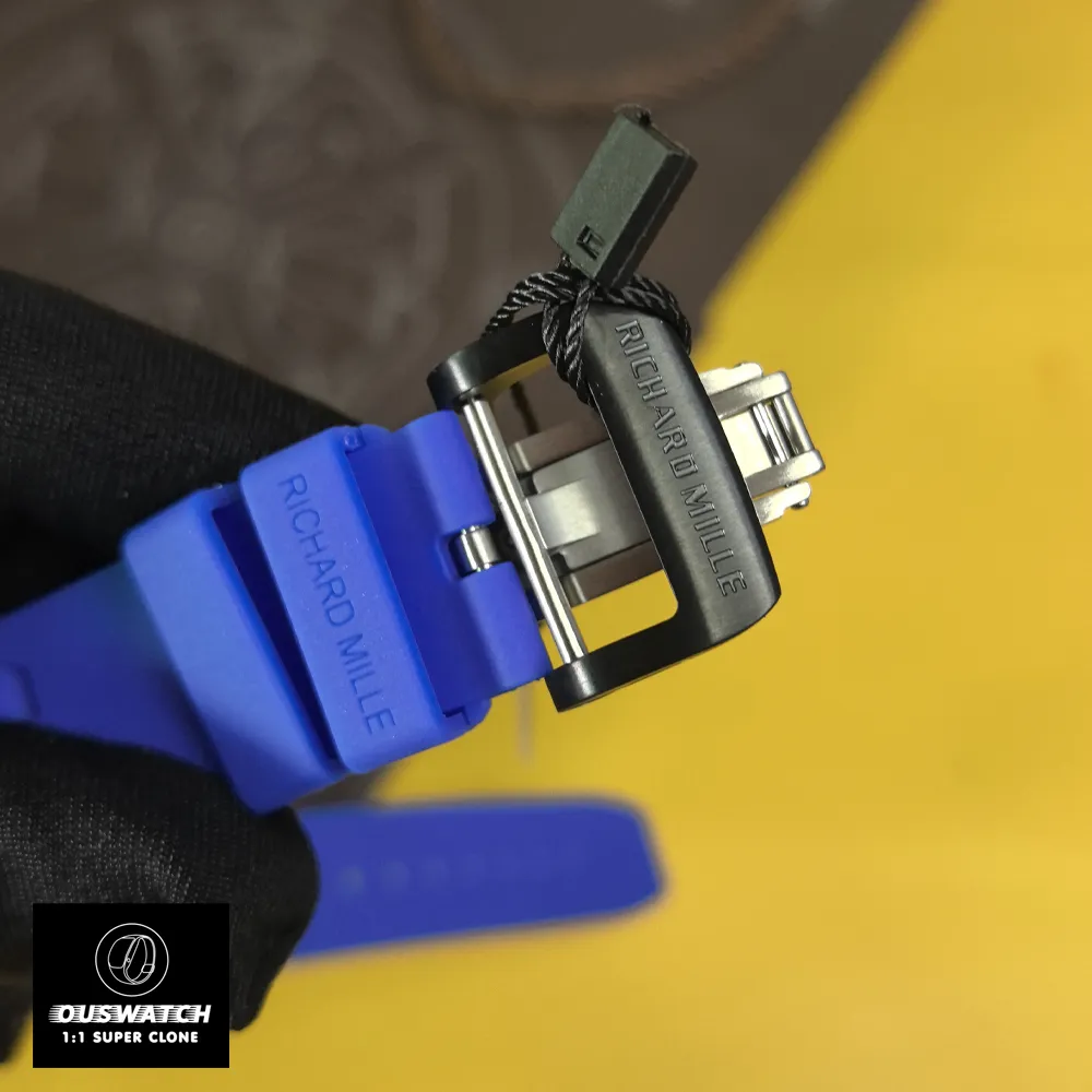 Richard Mille RM 011 Blue Rubber Strap & Deployant Clasp - Hypoallergenic FKM Material with Quick-Release System