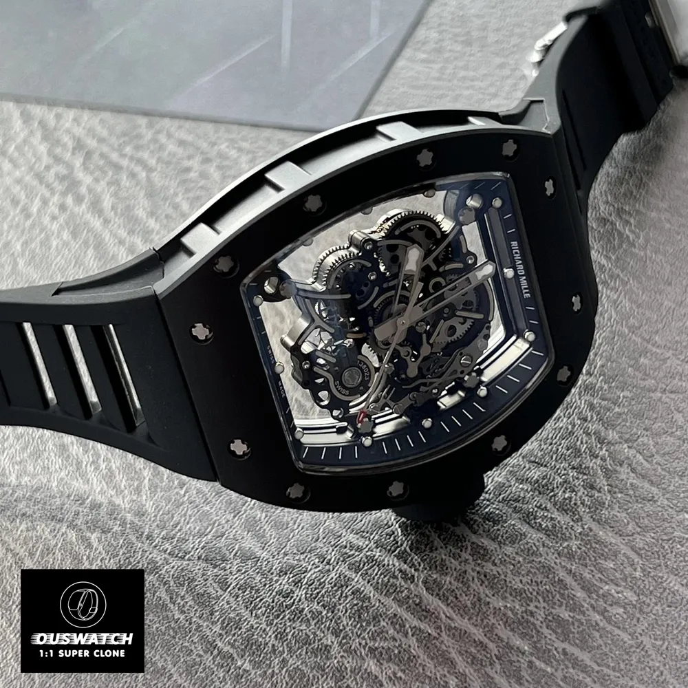 Close-up of the movement detail on the back of the Richard Mille RM 055,