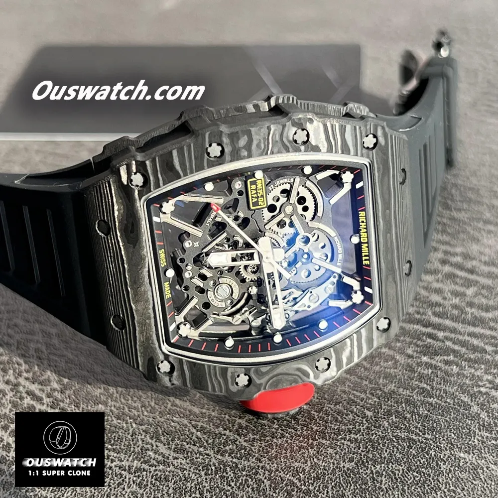Vertical Standing Position of Richard Mille RM 35-02 Black Edition - NTPT Carbon Fiber & Titanium Alloy Composite Structure
