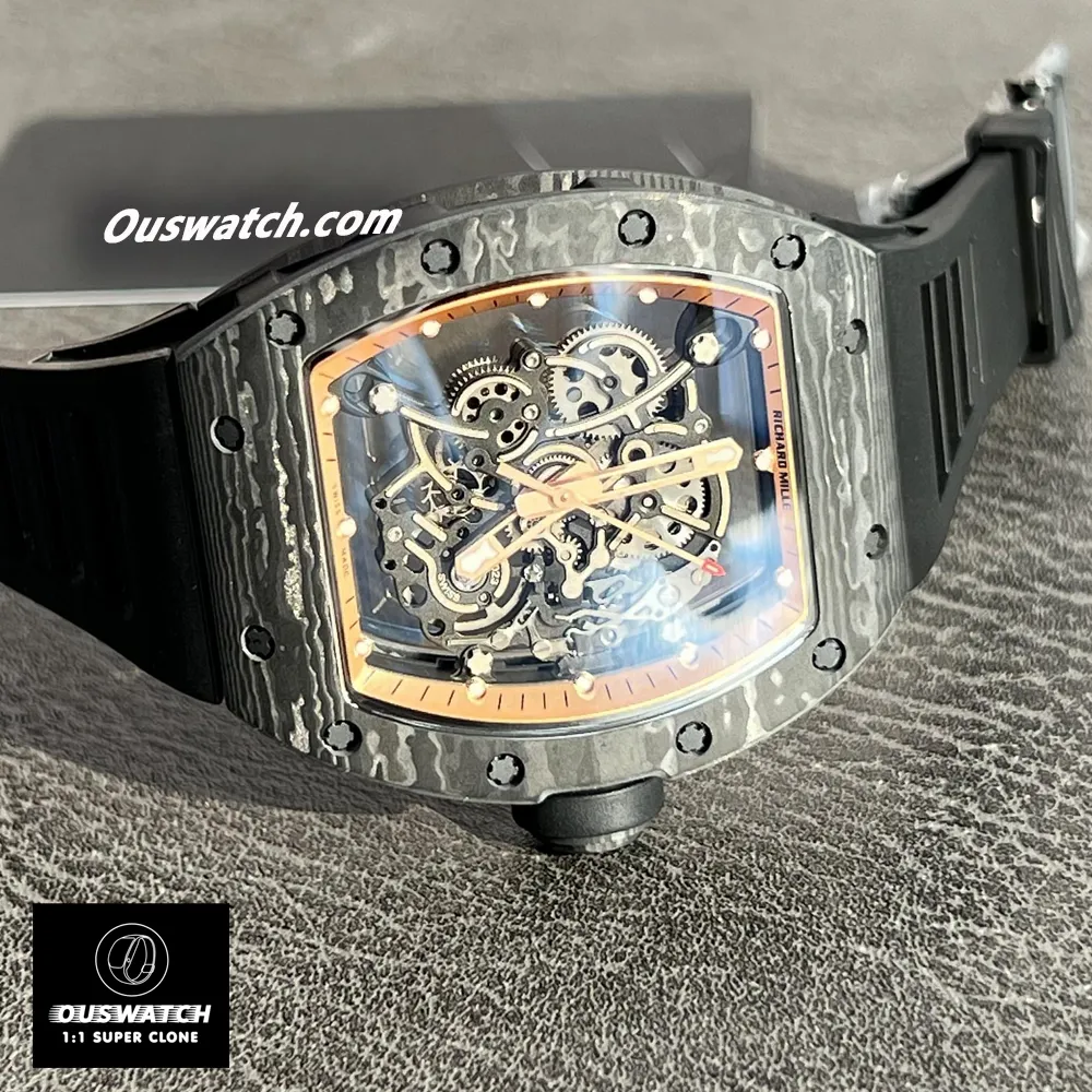 Richard Mille Watch RM055 displayed horizontally on a table.